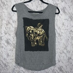 It Closet Los Angeles Oversized Tank Top Grey with Gold Elephant Size Medium